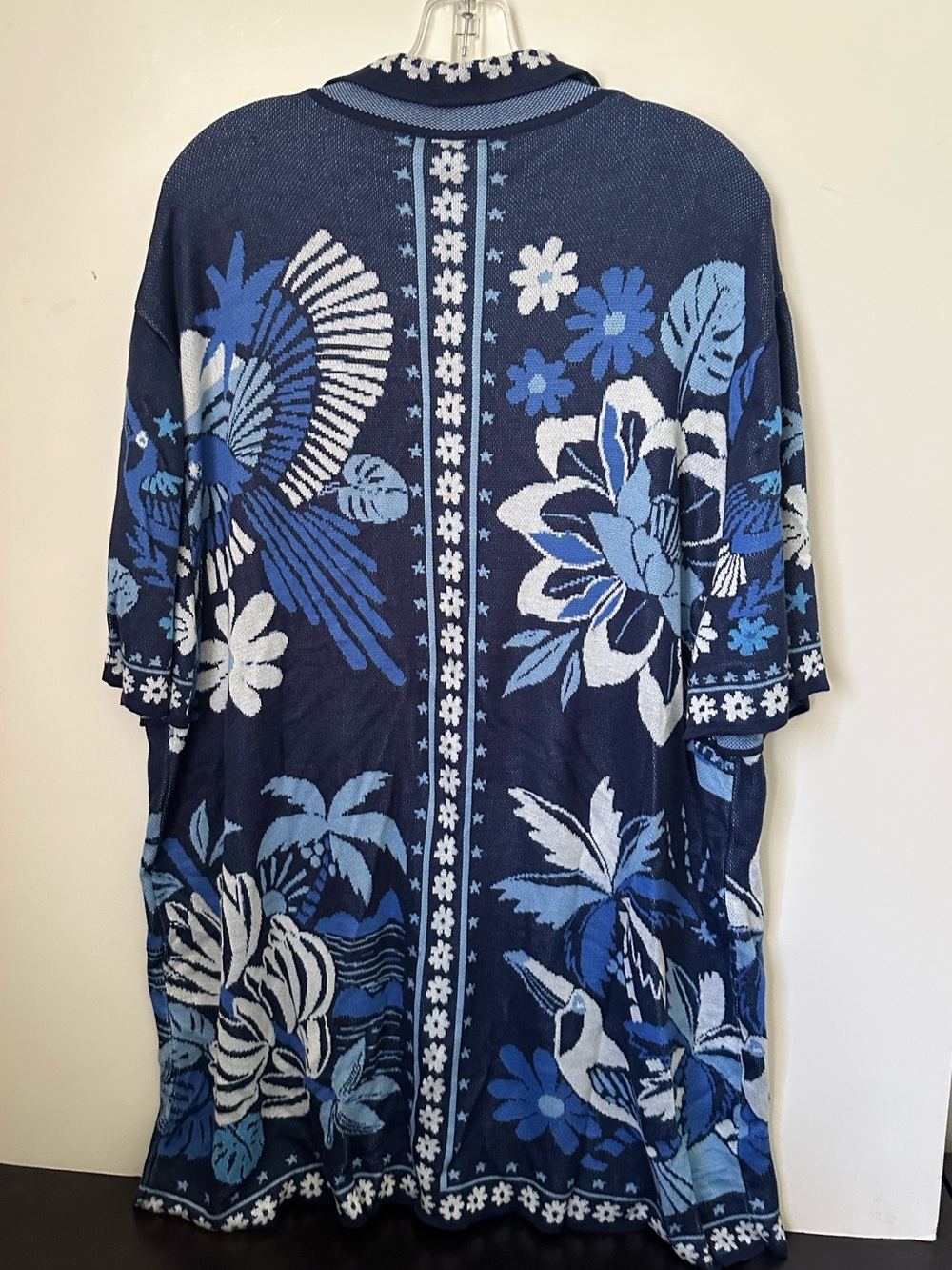 FARM Rio Blue Rio Tiles Intarsia-knitted  Shirt /jacket Button Closure NWT~XL - Picture 3 of 7